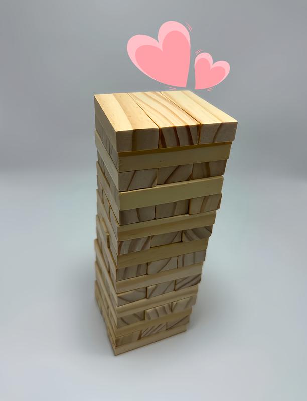 Stacking Tower Game for Couple Datenight English / Spanish 48 Pcs Wooden Blocks Best Party Gift for gf Party Anniversary Prank with Storage Bag
