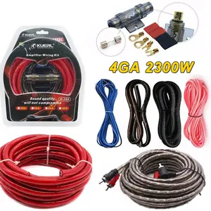 Premium 4 Gauge Car Audio Cable Kit 2300W, Full Amplifier Subwoofer Wiring Set with RCA, Power Wire, Ground Wire and Installation Accessories