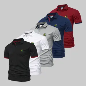 Men’s classic crocodile print polo shirt with a turn-down collar, breathable casual short-sleeve top #men’s fashion #men’s polo shirts #casual menswear #summer menswear