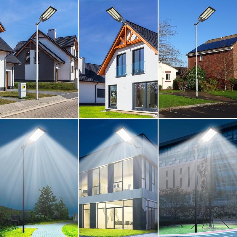 HYKOONT 9000 Plus Large Solar Street Light Super Bright Flood Lights Outdoor Solar Parking Lot Lights Dusk to Dawn Outdoor Lighting Motion Sensor and Remote Control