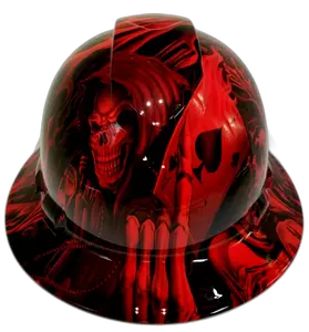 Candy Red Reaper Ace of Spades - Custom Hydro Dipped Full Brim Hard Hat