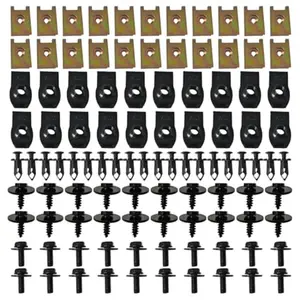 100PCS Automotive Screws and Bolts, Car Body Bolts for Engine Under Cover Splash Shield Guard, Fenders Liner Push Retainer Auto Bumper Clips, Plastic Rivet Fasteners U-Nuts Kit