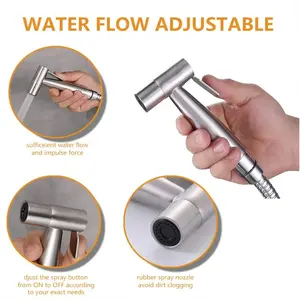 Single Cold Water Toilet Bidet Sprayer Faucet G1/2in 3 Way Diverter Valve Bathroom Stainless Steel 304 Nickel Shower Bidet