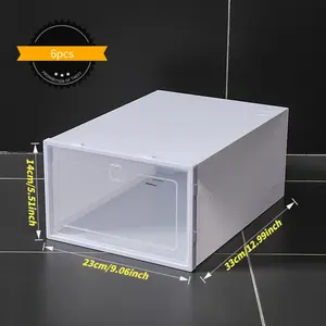 White 6-pack transparent shoe box seals the gods! Small apartment shoe cabinet storage savior