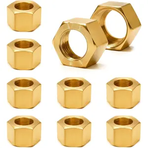 10 count 1/2" Brass Compression Nuts, Brass Compression Fitting for Air  Lines, Water, Oil,  Inert  Plumbing System