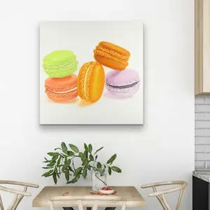 Begin Home Decor C1RC3232HQ0C5R 32 x 32 in. Small Bites of Macaroons - Orange Hyperrealist Canvas Art