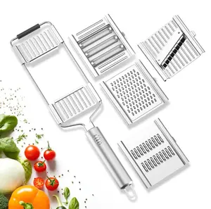 Stainless Steel 4 in 1 Grater & Vegetable Slicer – Cheese Grater, Carrot Shredder, Cabbage Cutter, Cucumber Slicer, Multi-Functional Kitchen Gadget for Veggies, Fruit & Cheese