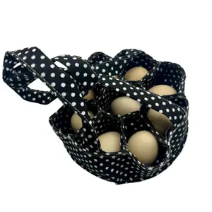 WT-Egg Collection Basket Storage Canvas Bag with Polka Dot Design for Easy Egg Organization and Transport
