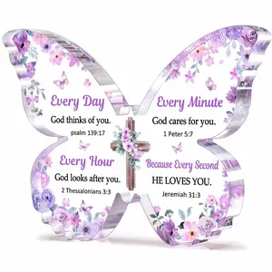 Butterfly Acrylic Plaque Christian Bible Verse, Inspirational Sign for Daily Use, Perfect Gift for Women & Moms, Ideal for Home Office Decoration