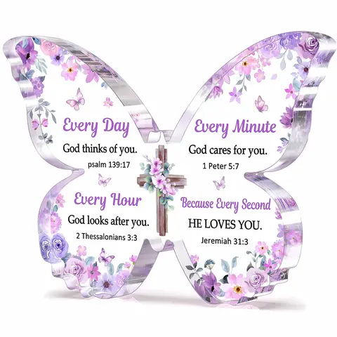 Butterfly Acrylic Plaque Christian Bible Verse, Inspirational Sign for Daily Use, Perfect Gift for Women & Moms, Ideal for Home Office Decoration, Acrylic Desktop Sign