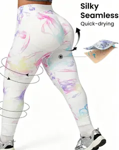 Plus‑Size Seamless Digital Print Yoga Leggings for Women, High‑Waisted Tummy Control Butt‑Lifting Sports Leggings, Ultra‑Stretchy Slim Fit Workout Pants for Training & Runningleggings flare leggings leggings women
