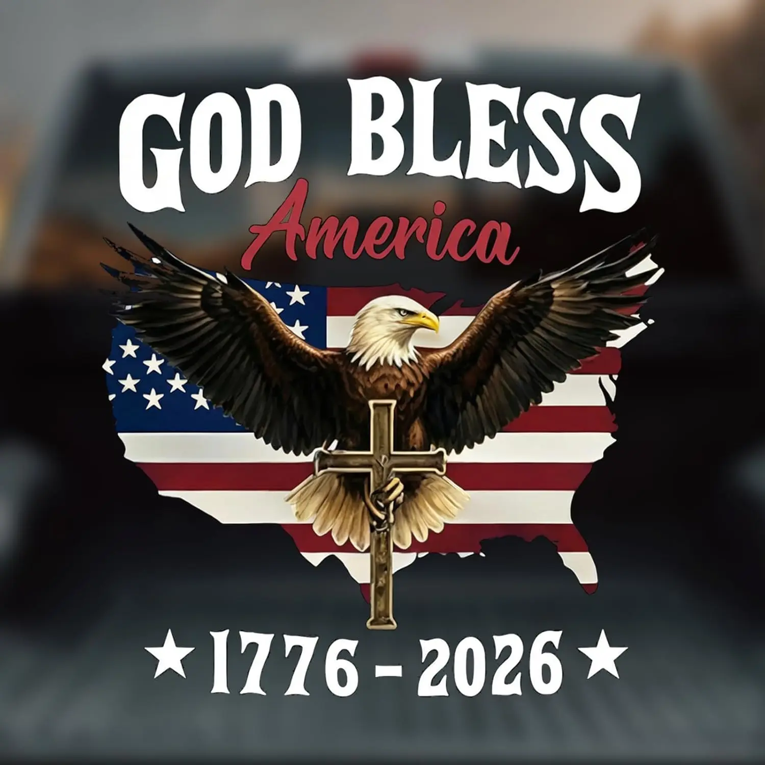 2PCS 250th Anniversary USA Car Window Decal Sticker,1776-2026 American Independence Commemorative Sticker,Eagle and Statue of Liberty Bumper Sticker for Car, Pickup Truck, SUV (Map & Eagle)