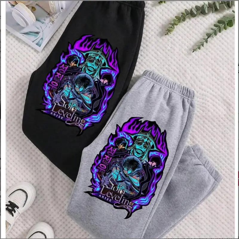 Vintage Solo Leveling Anime Sweatpants - Trendy Top Sweatpants, Cotton Graphic Casual Sweatpants, Gift For Fan, Men and Women, Cotton Graphic Casual Sweatpant