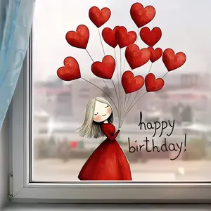 Romantic Birthday Window Stickers, Dress Princess Window Decals, Removable Glass Stickers, DIY Party Home Balcony Decorations