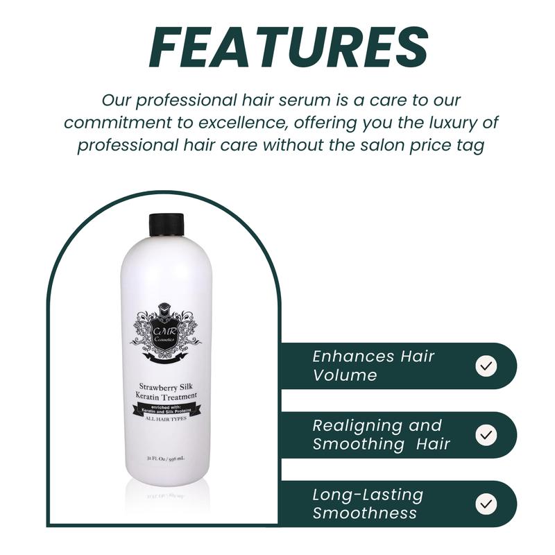 CMR COSMETICS Keratin Treatment Strawberry Silk, Multi-Benefit Treatment, Revitalize, Repair, and Smooth - Professional Hair Care - Frizz Control - Hydrating Formula
