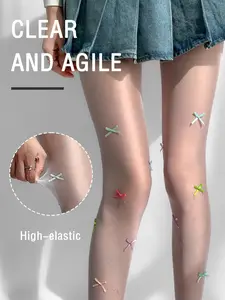 Colorful Bowknot Stockings, Essential Streetwear for Trendy Girls, Pure Desire Style, Perfect for All Seasons, High-Waisted Slim Fit Jumpsuit