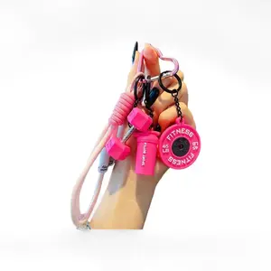 Fitness Keychain Set with Silicone Dumbbell & Kettlebell Shape Cute Pendant for Men Women High-Quality Fashion Jewelry High-Value Gift Choice