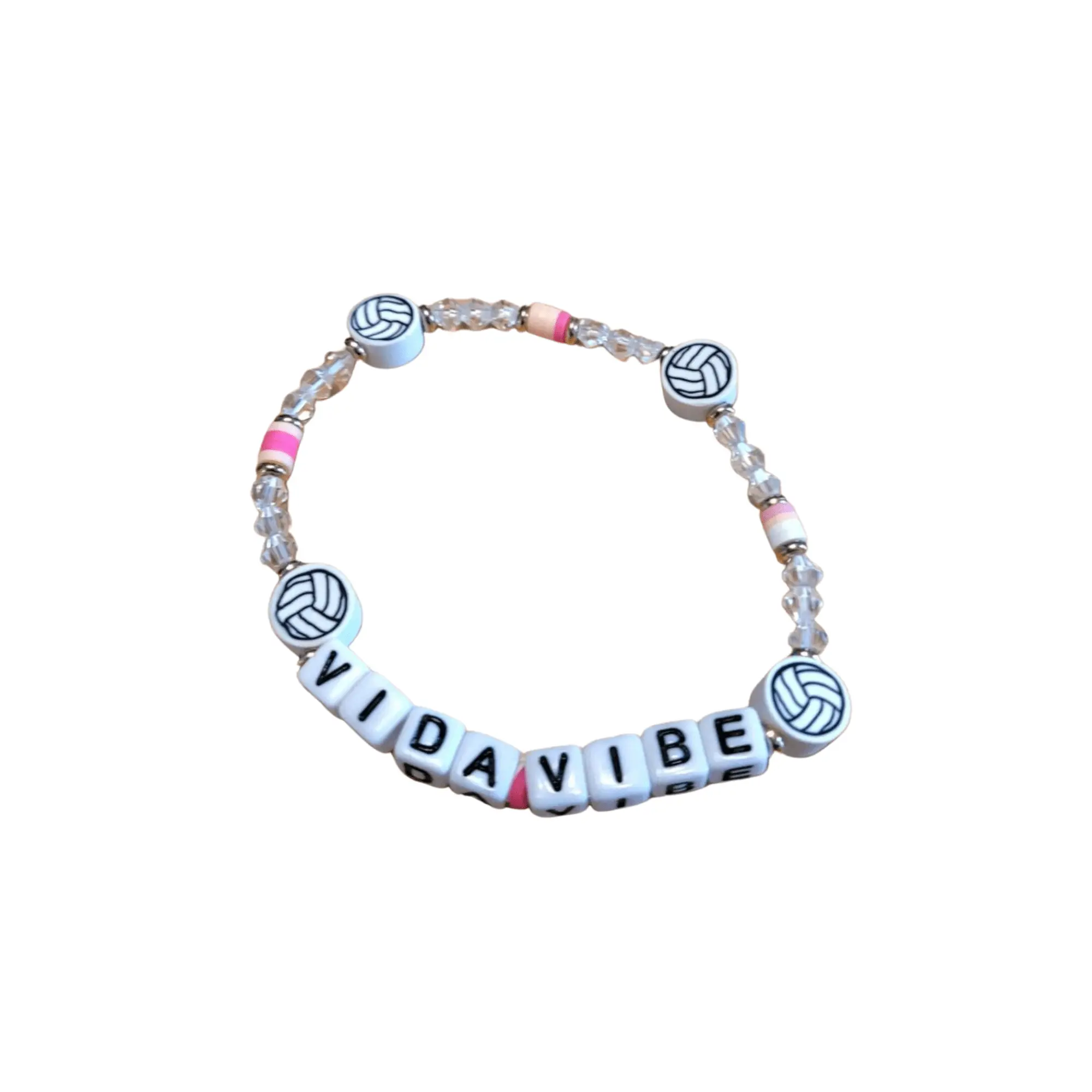Volleyball VidaVibe Bracelet - Beaded Bracelet with "VIDA VIBE" Design, Featuring Colorful Beads and Decorative Elements