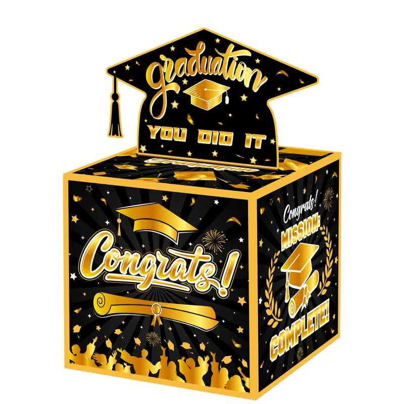 grad gift card box Amazon.com: Funrous Large 2026 Blue and Black Graduation Card Box with 30  Pcs Advice Card Gift Money Box Congrats Grad 3D Cap Top Holder Class of  2026 Party Decorations College Graduation Supplies :