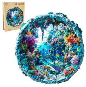 3D Seabed Wooden Jigsaw Puzzle for Adults & Kids Unique Animal Design Challenging Family Game Creative Gifts Laser Cut Durable Puzzle S M L Sizes
