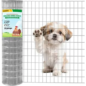 Welded Wire Fence, 15Ga Chicken Wire Fencing, Garden Border Fencing Roll Metal Wire Mesh for Yard Vegetable Plant Protection Poultry Netting