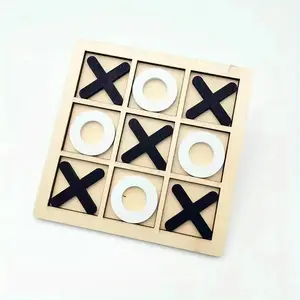 Mini Wooden Tic Tac Toe Game for Kids, Portable Board Set, Family Board Game, Educational Toy for Ages 3-6, Ideal Birthday Gift, Halloween & Christmas Present