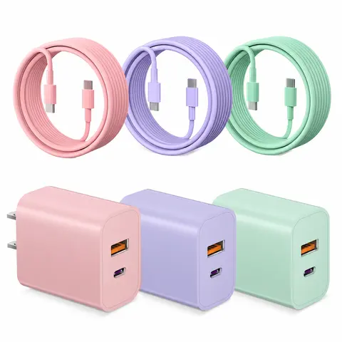 GSASUPJ 20W USB-C Wall Charger Adapter with 3-Pack 10FT Cables - ETL Certified, Universal, Overheat Protection for iPhone 16/15, Cellphone, Pad, Electronic USB-C Port Devices