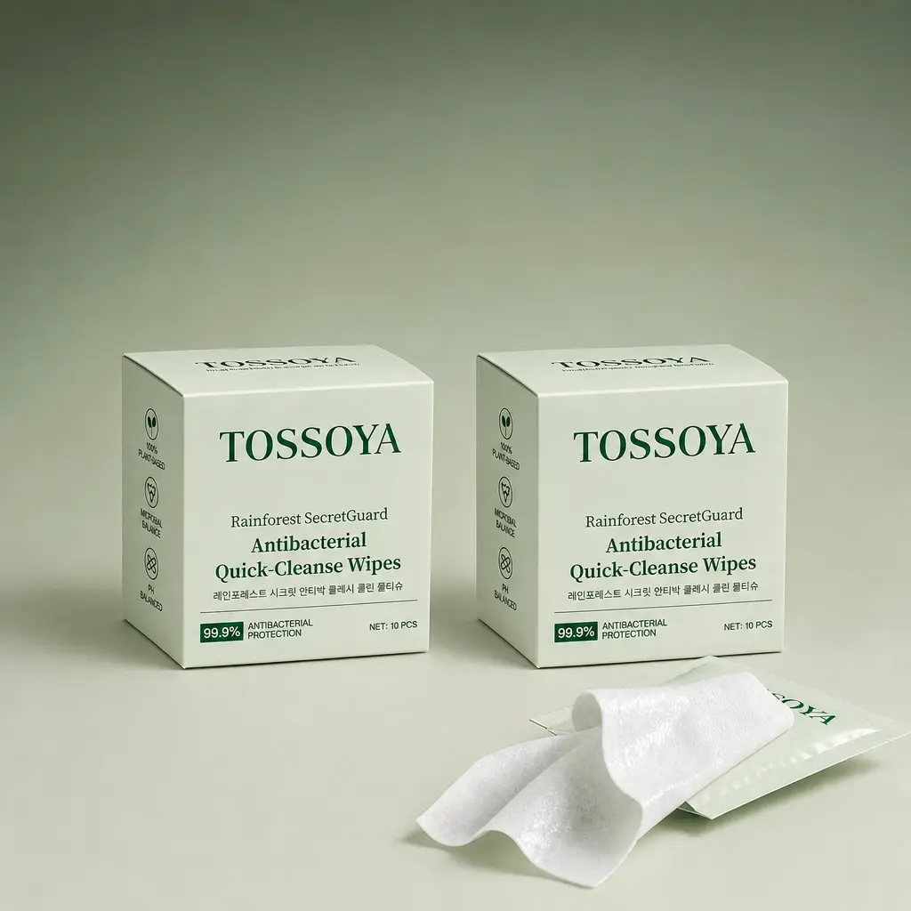 TOSSOYA Feminine Wipes for Sensitive Skin, 10 Count - Herbal, 99% Germ-Killing, pH Balanced, Odor Control | Women's Intimate Hygiene