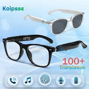 KOIPSSE smart glasses translation headphones TWS wireless smart device HIFI sound quality multi-function glasses BT5.4 black technology glasses unisex dual touch rechargeable long battery life can make phone calls sunglasses play music headphones