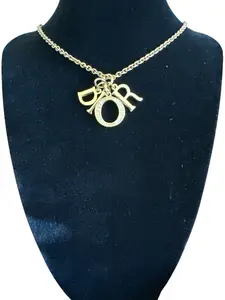 Pre-owned Christian Dior 18 Inch Necklace with Large "DIOR" Charms