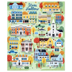 Gilmore Girls Stars Hollow Map Throw Blanket, Birthday for Moms, Daughters for Couch Cozy Home Accessory Cozy Living Room