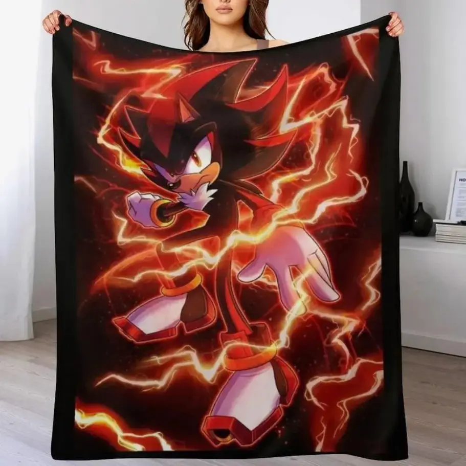 Shadow the Hedgehog Throw Blanket anime Vintage Thermal Blankets bedroom decor comfortable warm blanket It is an excellent gift for children, family and friends