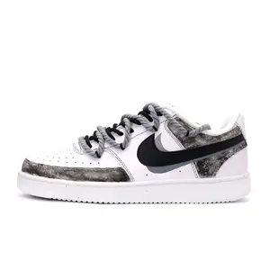 Nike Court Vision 1 Leather Sneakers For Men With Ink Wash Deconstruction, Retro Style, Anti-Slip Cushioning And Durability Trending Shoes, House White Official Shoes to Get / Maison Mihara