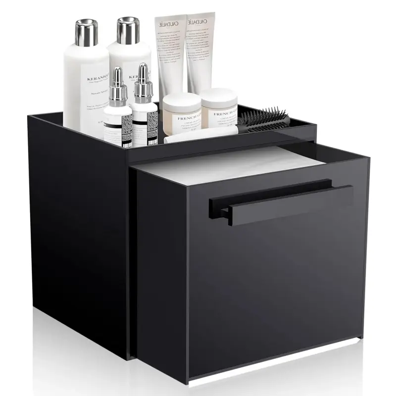 Disposable  Towel Storage Box  with Clean  Club Clean Towel XL   Organizer Container Box Facial Towels Holder with Drawer Wall-Mounted (Glossy Black)