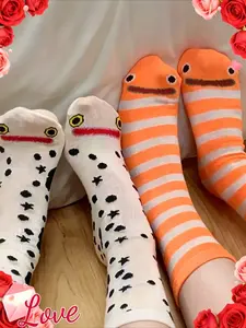 Women's Funny Couple's Socks, Playful Matching Gifts, Everyday & Formal, All-Season Mid-Calf Length, Cute Animal Feet Decorations