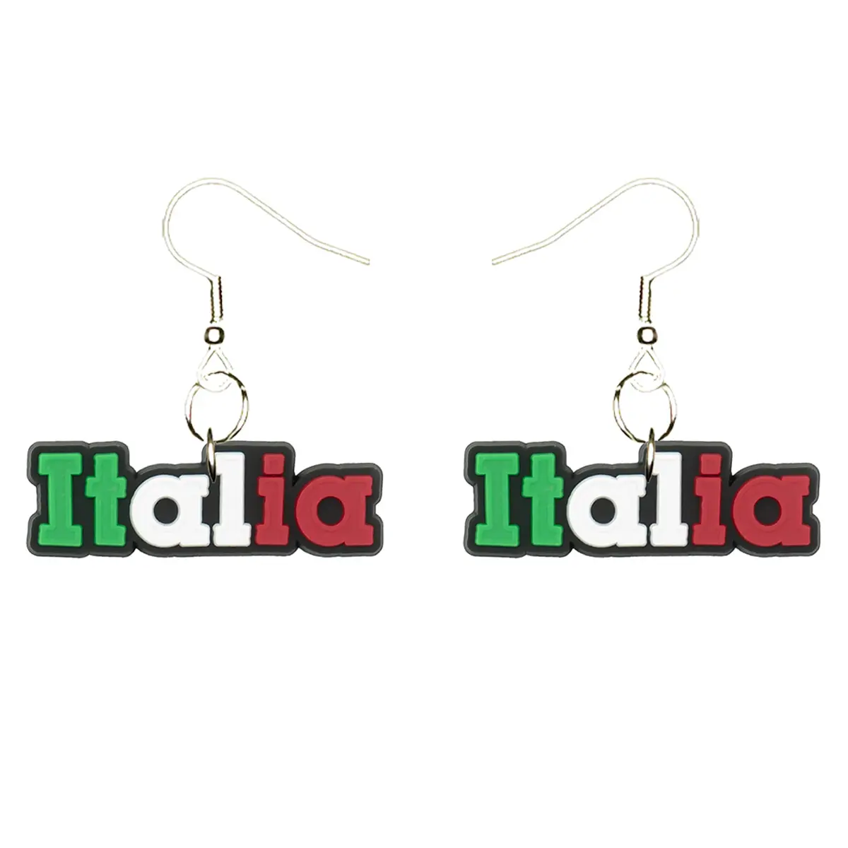 Italy Italian Flag Earrings Hypoallergenic Silver Plated Fishhooks Yazzle Dazzle Rome Euro Italiana Europe Mediterrianean Italia Naples Venice Milan