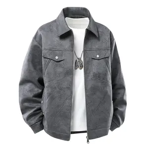 Korean-style edgy cool jacket with notched lapel and exposed seams — men’s loose casual versatile biker commuter outerwear