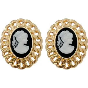 Vintage-Inspired Cameo Silhouette Hollow Frame Stud Earrings, Cameo Earrings for Women Vintage Victorian Art Deco Antique Retro Jewelry
