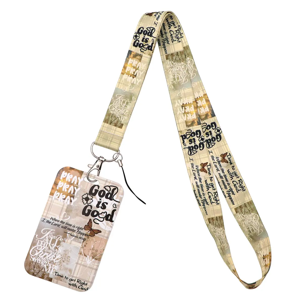 God is Good Quotes Lanyard for Keys Chain ID Credit Card Cover Pass Mobile Phone Charm Key Charms Women Neck Straps Badge Holder Key Ring Accessories Keychain Wristlet Strap