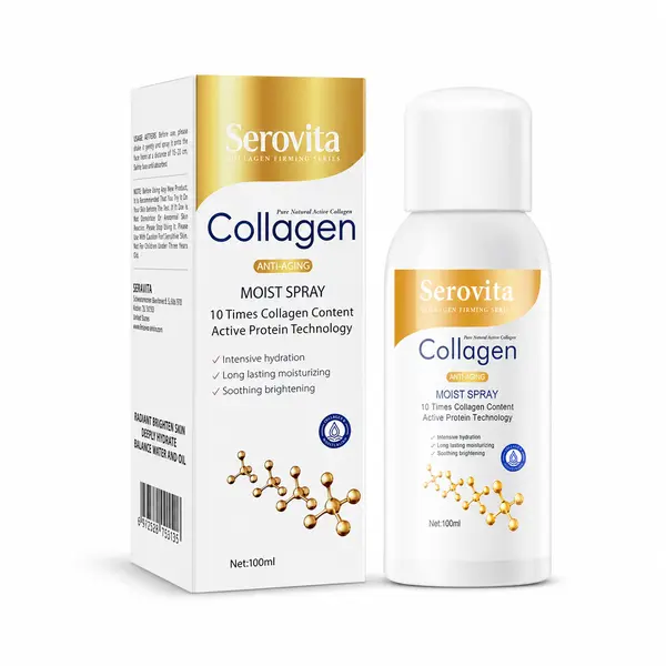 Serovita Collagen Moist Spray! Enjoy a fine mist for a light, refreshing feel. Perfect for daily hydration, office touch-ups, or travel. Helps soothe, moisturize, and leave skin looking dewy without a greasy residue. Your easy skincare companion