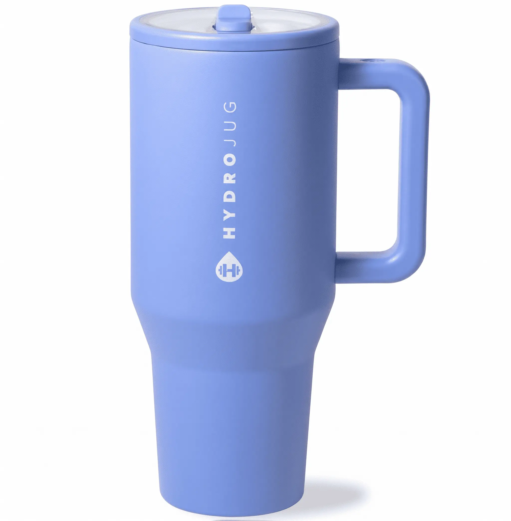 HydroJug Traveler 32 oz Water Bottle with Handle & Flip Straw Leak Resistant Tumbler Reusable Insulated Stainless Steel & Rubber Base Gifts for Women & Men Light Blue Drinkware Flasks