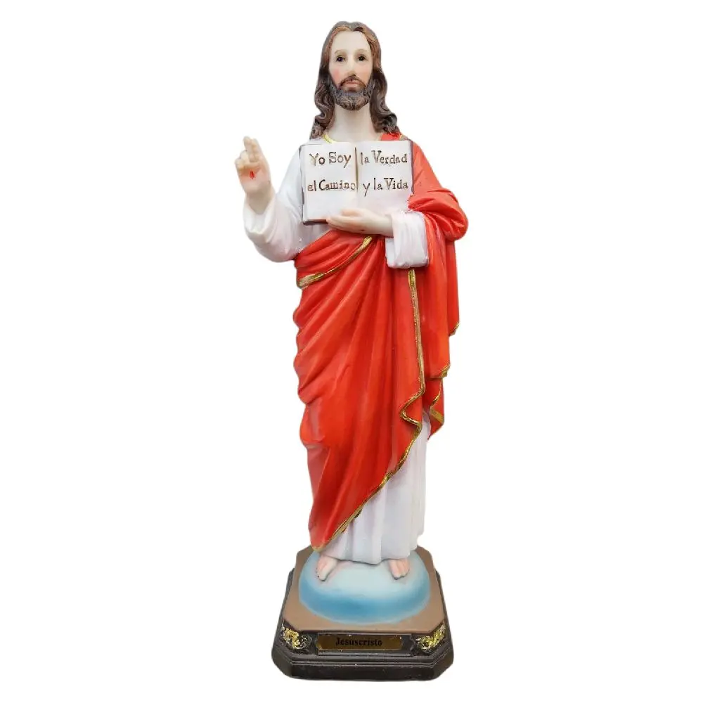 Jesucristo Jesus 12" Inches Tall (Yo soy La Verdad, el Camino de la Vida) Sacred Heart of Jesus Sagrado Corazon de Jesus Estatua Brand New New Religious art image, home decor, wall decor, church events, gifts - Mg