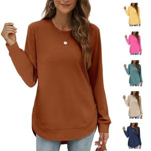 WIHOLL Womens Sweatshirt Crewneck Long Sleeve Shirts High Low Tops Curved Hem*(Size UP 1-2 for True Oversized Look!)*