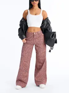 Wild At Heart Cheetah Print Wide Leg Jeans - Pink/combo