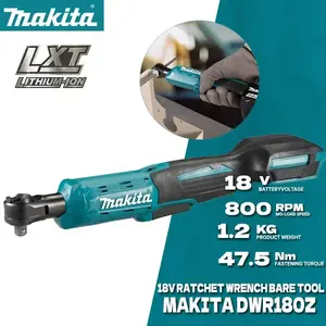 MAKITA DWR180Z 18V LXT Cordless Ratchet Wrench 6.35mm Drive 800RPM 47.5 N·m Angle Wrench Socket Wrench Power Tools DWR180