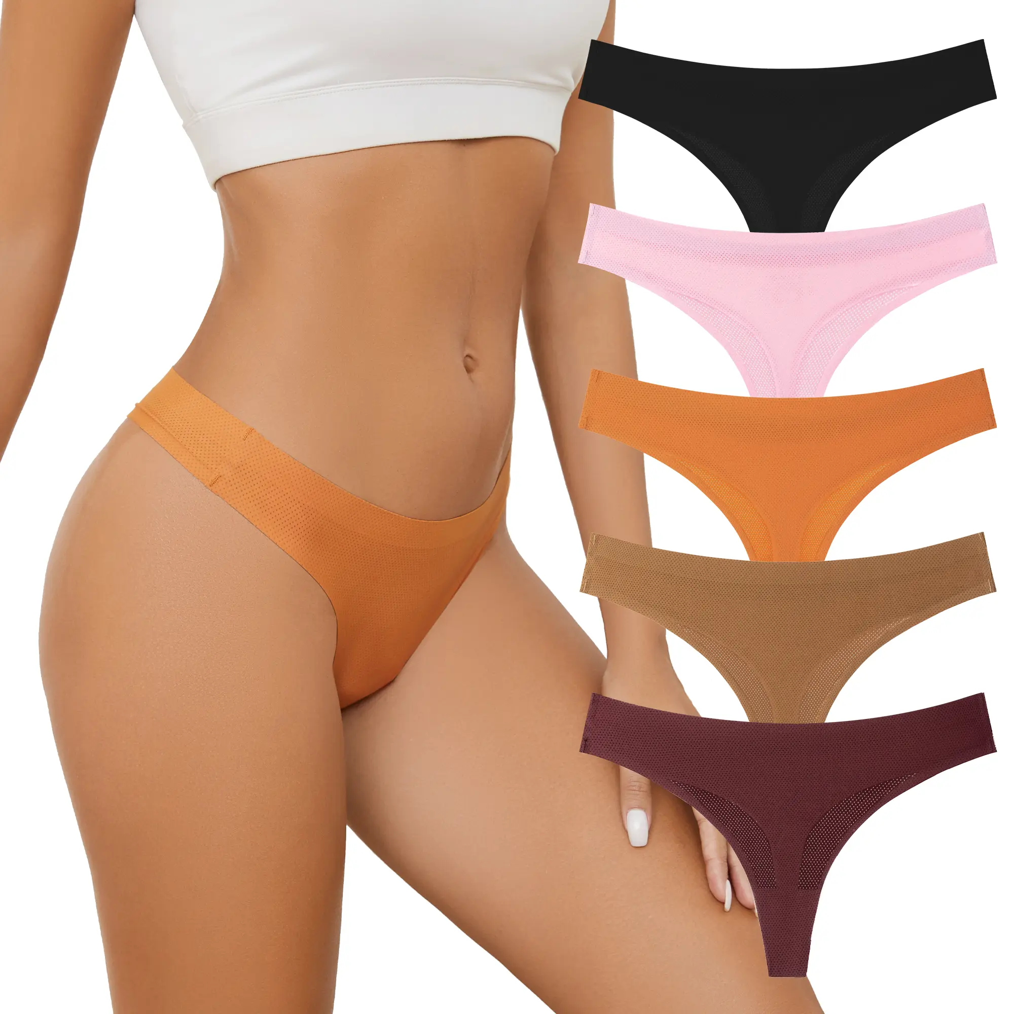 5-Pack Seamless Comfort Thong: Invisible,  lady  and Breathable mesh fabric underwear for Women, victoria secret super push,favorite girl thongs,Lightweight, Suitable for All Seasons,  Micro Thong Panties, Everyday Womenswear,UGDUCK