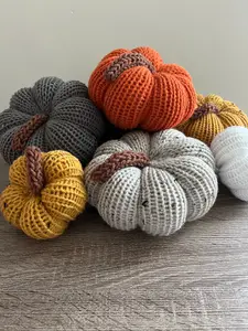 Set of 3 Fall Knitted Pumpkins