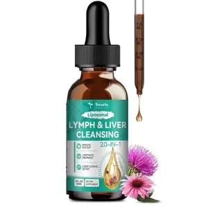Strongest ''Lymph-Liver'' Cleanse Detox, Liposomal Organic Milk Thistle, Echinacea, Artichoke Lymphatic Drainage & Liver Repair Supplement with All Vitamins, 2 Fl.Oz