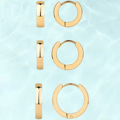 PAVOI Waterproof Hoop Earrings Set for Women - 14K Gold Plated Huggie Hoops Packs - Small, Thin, Chunky & Cascade Graduated - Dainty Stainless Steel Earrings
