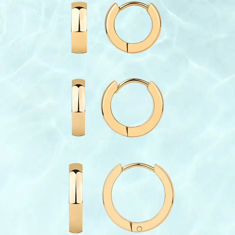 PAVOI Waterproof Hoop Earrings Set for Women - 14K Gold Plated Huggie Hoops Packs - Small, Thin, Chunky & Cascade Graduated - Dainty Stainless Steel Earrings